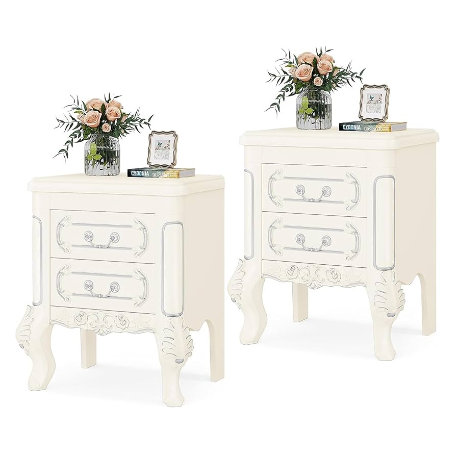 Amazon.com: Tribesigns White Nightstand Set of 2, End Table
